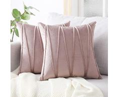 Topfinel Samt Kissenbezüge 40x40cm 2er Set Kissenhülle Gestreift als Dekokissen Sofakissen mit Verstecktem Reißverschluss für Sofa und Terrasse Büro Helllila