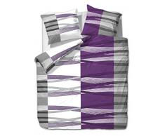 etérea Mikrofaser Bettwäsche - Hunter Streifen - weich und Allergiker geeignet, 3 teilig 200x200 + 2Stk 80x80 cm, Lila