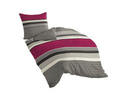 Bierbaum Bettwäsche 4630, Fein-Biber, Made in Germany, himbeer 19, 155x220 + 80x80 cm, Komfortgröße