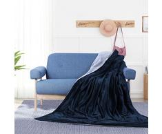 MVPower Heizdecke Elektrische 180X130cm, Kuschelheizdecke, Wärmedecke mit 6 Leistungsstufen & abschaltautomatik & Überhitzungsschutz & Timer & Abnehmbarem Schalter Waschbar(Blau&helllila)