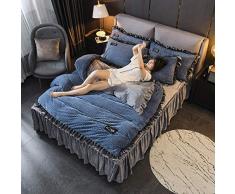XYSQWZ Fleece-Bettbezug, gestreifte Kristall-Fleece-Bettwäsche, warme Sets, (King, 220 * 240CM) Doppel-Bettbezug und Leinenbettwäsche Double King-Heimtextilien Blau 1,8 m Bett (B)