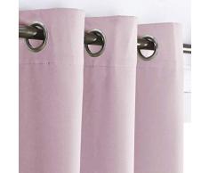 PONY DANCE Kinderzimmer Gardinen Mädchen - (2er Set H 245 x B 140 cm) Ösenvorhang Blickdicht Schlafzimmer Gardinen mit Ösen Verdunkelungsvorhang, Hellpink