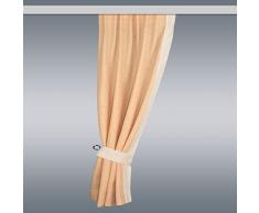 SeGaTeX home fashion Seitenschal „Viggo“ Links | 30 cm breit |Höhe nach Maß | beige-Sekt für Caravan Wohnwagen | Übergardine inkl. Raffhalter