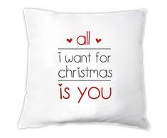 Kissen All I want for christmas is you (Motiv: mit zwei Herzen) - Weihnachtsgeschenk Dekokissen Weihnachten Weihnachtskissen Weihnachtsdekoration für Verliebte Freundin/Freund