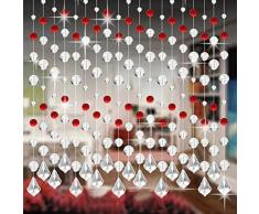 Moginp Vorhänge,Kristall Kette Türvorhang Fadengardine Vorhang Raumteiler Perlenvorhang Klar Durchsichtig Hochzeit Deko (B)