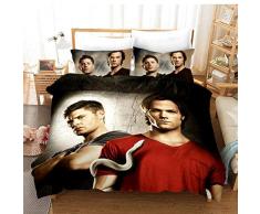 LITI Bettgarnituren 3 Stück Kinder Karikatur Bettwäsche 100% Mikrofaser Weich 3 Stück Übernatürlich Muster Bettbezug-Set Pillowshams,Uk superking