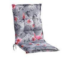 Sesselauflage Sitzpolster Gartenstuhlauflage für Mittellehner | 50 cm x 110 cm | Grau | Flamingomotiv | Baumwolle | Polyester