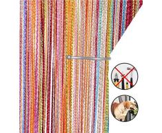 AIZESI Retro Fadenvorhang Türvorhang 90x 200cm Trennwand Fenster Vorhang(Rainbow)