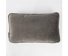 SCHÖNER LEBEN. Samtkissen mit Kederumrandung und Federfüllung grau 30x50cm