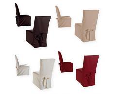 Stuhlhusse 2er Set Stuhl Husse Schleife Überwurf 40x40x110 Baumwolle Canvas #1546 schoko