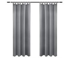 WOLTU VH5899gr-2, Vorhang Blickdicht 2er Set mit 8 Schlaufen und Raffhalter, Leichter & weicher verdunklungsvorhänge Gardinen Schlaufenschal Schlafzimmer Wohnzimmer Tür, Grau 135x225 cm