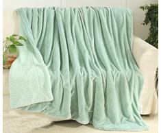 Yiyida Decke 200x230 cm Woll Kuscheldecke Mikrofaserdecke Fleecedecke Wohndecke Tagesdecke Fleece weich sanft flauschig kuschelig,Grün