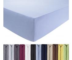 ENTSPANNO Jersey Spannbettlaken 140 x 200 | 160 x 220 cm für Wasser- und Boxspringbett in Hell-Blau aus gekämmter Baumwolle. Spannbetttuch mit Einlaufschutz bis 40 cm hohe Matratzen