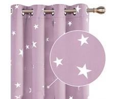 Deconovo Sterne Vorhangschal Blickdicht Gardine Verdunkelungsvorhang Modern Kinderzimmer 160x132 cm Hellpink 2er Set