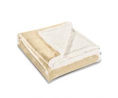 DecoKing 02490 220x240 cm Creme Decke Microfaser Sherpa Kuscheldecke Lammfelloptik Wohndecke Tagesdecke Fleece weich sanft flauschig kuschelig Ecru Teddy