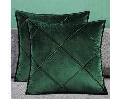Matty-LZ Samt Einfach Weicher Kissenbezug Hochwertige Qualität Set, Dekorativ Sofa Kissenbezug Kissen Kissenhülle (18x18 Zoll / 45x45 cm, Grün (2er Set))