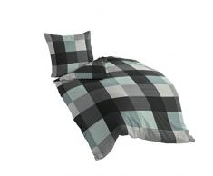 Bierbaum Bettwäsche 6452, Fein-Biber, Made in Germany, türkis 02, 155x220 + 80x80 cm, Komfortgröße