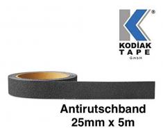 Premium Schwarz Anti-Rutsch 25mm x 5m Klebeband Antirutsch Streifen, Anti-Rutsch Band Aufkleber, Rutschfestes Selbstklebend Sicherheitsband, für Innen- und Außenbereich (1,40 EUR/m)