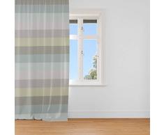 SCHÖNER LEBEN. Vorhang Streifen 9,5cm grau Mint Petrol grün 245cm oder Wunschlänge, Gardinen Aufhängung:Smok-Schlaufenband