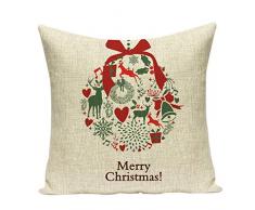 Nunubee Kissenbezug bettwäsche Weihnachten-Serie Leinenmaterial Platz Dekorative Akzente Setzen Fall Sofa zierkissen Elch Weihnachtsmann Glocke Elf Rentier Rudolph Festive, Merry Christmas 4 45x45cm