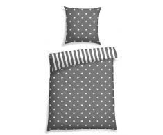 Schiesser Feinbiber Bettwäsche Sterne grau / 155 x 220 cm + 80 x 80 cm / 2-teilig / 100% Baumwolle
