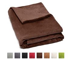 Beautissu XXL Kuscheldecke Aurelia 150x200cm Mikrofaserdecke Flauschige Coral-Fleece Wohn-Decke ÖKO-TEX Dunkelbraun & weitere Farben