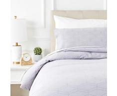 AmazonBasics - Bettwäsche-Set, Fein-Biber, 135 x 200 cm, Grey Geo (Grau)