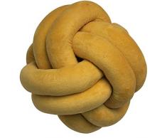 Knoten-Ball-Kissen - GOODCHANCEUK Knoten-Ball-Kissen-handgemachtes Baby-Haar-Kissen-Plüschtier-dekoratives Wurfs-Kissen für Schlafzimmer-Sofa-Auto-Büro-Spielraum 25x25CM Gelb