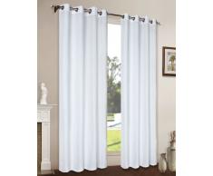 Vorhang Blickdicht Schal, 2 Stück 245x140 (HxB) Matte unifarbene Gardine mit Ösen, Weiß Material aus Microsatin Micofaser-Gewebe, 204050