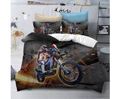 3 Teilig Schwarz-Weißer Bettwäsche-Garnitur Aus Mikrofaser Bettwäsche-Set Hochgeschwindigkeitsmotorrad-Lokomotivrennfahrer Baumwolle Polyester Bequem Weich Atmungsaktiv Bettbezug,EUDoubleSize200x200cm