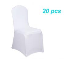 MCTECH® Schleifenband Stuhlbezüge Stuhlhussen Stretch Acelectronic Stuhlüberzug moderne Stuhl Abdeckung für Hochzeiten und Feiern (20 Stück, Weiß)