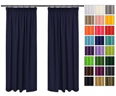 Rollmayer 2er Pack Vorhänge mit Bleistift Kollektion Vivid (Dunkel Blau 16, 135x150 cm - BxH) Blickdicht Uni einfarbig Gardinen Schal für Schlafzimmer Kinderzimmer Wohnzimmer 2 Stück