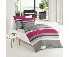 Bierbaum Bettwäsche 4630, Fein-Biber, Made in Germany, himbeer 19, 135x200 + 80x80 cm