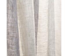 URBANARA Vorhang Formosa – 100% reiner Leinen, Natur/Hellblau/Blau gestreift mit Schlaufen – 140 x 280 cm, einzelner Schal
