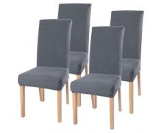 SearchI Stuhlhussen 4er 6er Elastische Set Stuhlbezug Universal Stretchhusse Moderne Husse Dekoration Stuhlüberzug für Stuhl Esszimmer (Silber-Grau, 4er Set)