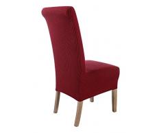 SCHEFFLER-Home Sofia Stuhlhussen 2 Stück, Stretch-Hussen Stuhl-Bezug bi-elastische Schutz-Husse, Abdeckung mit Gummiband, Sitzhöhe bis 22-25 cm - Rot