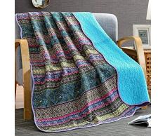 Unimall 4526629 Vintage Tagesdecke Baumwolle Steppdecke für Erwachsenen und Kinder Patchwork Sofaüberwurf 150 x 200 cm, Violett