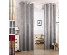 WOLTU VH5884sg-2, 2er Set Gardinen Vorhänge Blickdicht mit Ösen Schwere Verdunkelungsvorhang Thermovorhang Verdunkelungsgardine Crushed Optik Wohnzimmer Schlafzimmer Küche, 135x225 cm, Silbergrau