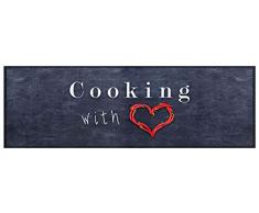 Küchenläufer Küchenteppich Teppichläufer Cooking with Love | waschbar, Größe:ca. 45 x 145 cm