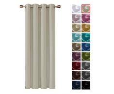 Deconovo Vorhang Blickdicht mit Ösen Gardinen Kinderzimmer Verdunkelungsvorhang ösen 242x132 cm Creme