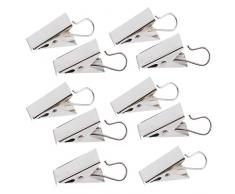 Sharplace 10x Klassisch Vorhang Klemmen, Blickdicht Gardinen Festhalten Zusatz für Wohnzimmer Kinderzimmer Gardinen - Silber