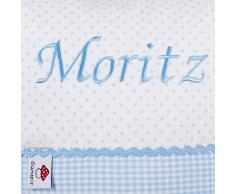 Glückspilz Namenskissen Babykissen I Elefant I mit Namen personalisiert I Geschenk zu Geburt, Taufe oder Geburtstag I verschiedene Farben (Hellblau)