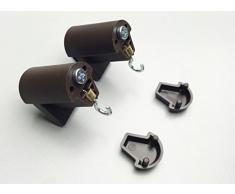 KLEMMFLEX Klemmträger HFX mit Haken für Bambusrollo, -rollup mit Dreieck-Ösen zur Montage direkt auf den Fensterflügel ihres PVC-/Kunststofffensters ~ Farbe: braun ~ OHNE BOHREN ~ 1 Paar = 2 Stück
