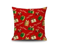 AnnQing Festliches neues Jahr rotes Weihnachtskissen Santa Geschenk verschlüsseltes Leinen Kissenbezug Kissen Kissen-D