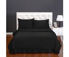 LilySilk Seide Bettbezug 155x220cm Bettbezüge mit Edlem Schlafkomfort in 100% Seide von 19 Momme - Schwarz