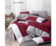 AShanlan Bettwäsche 220x240 Weinrot Grau Weiß Wendebettwäsche Set Premium Qualität 120GSM Mikrofaser - 1 Bettbezug 220 x 240 mit Reißverschluss + 2 mal Kissenbezüge 80 x 80 cm