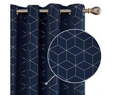 Deconovo Vorhang Verdunkelung Thermo Gardinen Schallschutz Ösen 175x140 cm Dunkelblau 2er Set