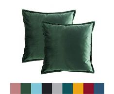 Bedsure Kissenhülle Kissenbezug 40x40 cm Grün 2er Set für Sofakissen Dekokissen - Samt Kissenbezüge Zierkissenbezug Zierkissenhülle für Weihnachten aus Super Weicher und Flauschiger Uni Farbe Samt