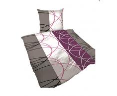 Superbetten-321 3 teilige, 4-Jahreszeiten Microfaser-Bettwäsche Lila Weiss, 200x200 cm, OVP