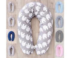 LOOLAY® Stillkissen XXL SUPER WEICH Lagerungskissen Seitenschläferkissen ink.Bezug 170 cm (Elefant grau)